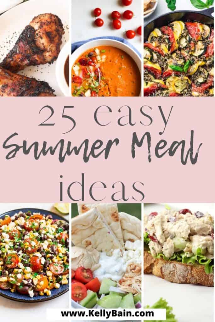 Easy summer meals and recipes includes soups, salads, sandwiches, dinner bowls, one pan or pot, sides, grilled dinners , and crockpot meal ideas.