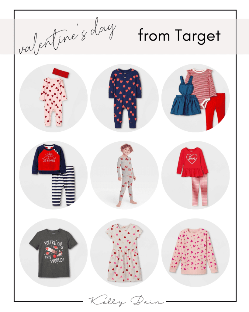 Kids Valentine's Day outfits and pjs from Target